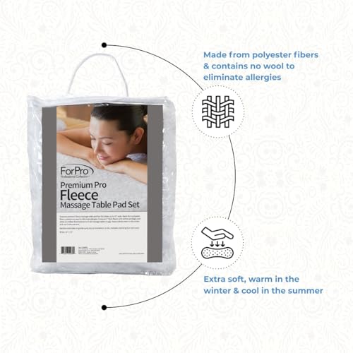ForPro Premium Fleece Massage Table Pad Set - Extra Soft White, 31" x 72"