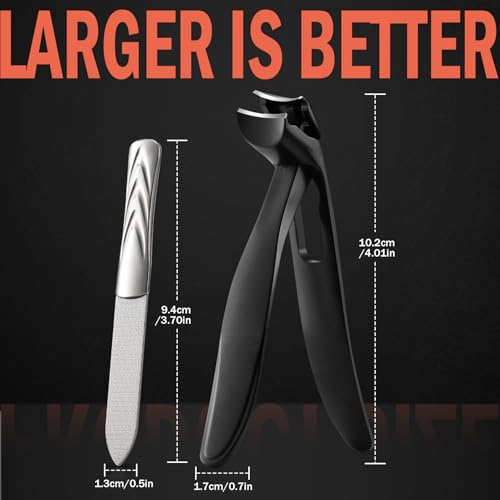 BEZOX Ergonomic Toenail Clippers for Seniors - Thick Nail Cutter with File