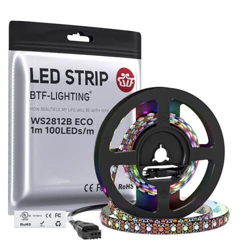 BTF-LIGHTING WS2812B RGB LED Strip - Individually Addressable 3.28FT