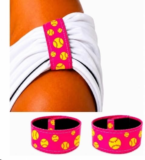 Softball Sleeve Scrunchies - Adjustable Pink & Yellow Holders
