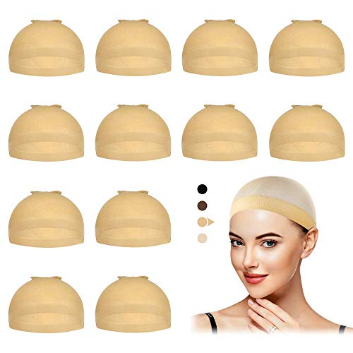Dreamlover Beige Wig Caps for Women - 12 Pack, Soft & Breathable