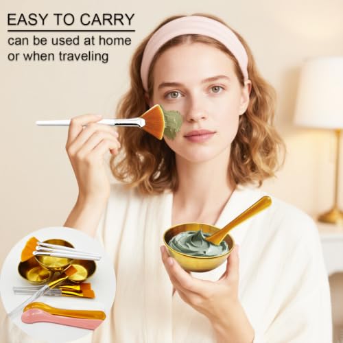 Large Esthetician Facial Supplies Kit with Gold Bowls & Brushes - DIY Face Mask Set