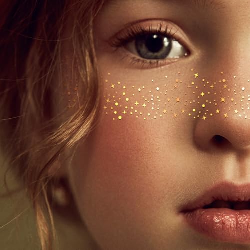 Gold Glitter Freckles Face Tattoo Patches - 10pcs Set