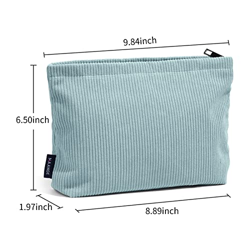 MAANGE Corduroy Makeup Bag for Purse - Portable Travel Pouch (Green)
