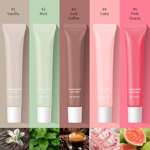 5-Piece Tinted Lip Butter Balm Set - Hydrating Flavored Lip Care