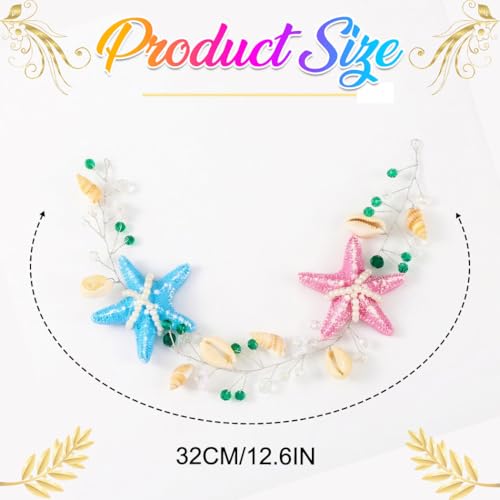Brishow Mermaid Headband with Starfish & Seashells - Ocean Hair Vine
