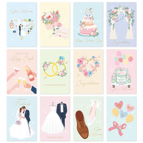 SuperShunhu 24 Wedding Cards Set - Boxed Congratulations for Newlyweds