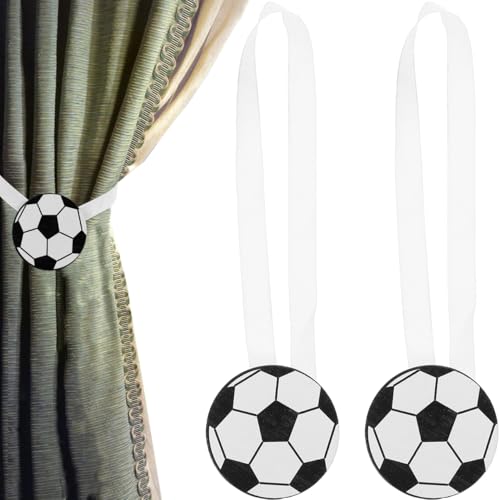 Football Curtain Tiebacks - 2pcs Magnetic Drapery Holdbacks for Kids Room