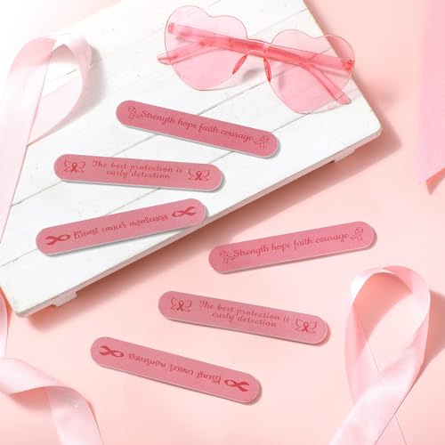 Gisafai 48 Pcs Breast Cancer Awareness Nail Files - Pink Emery Boards