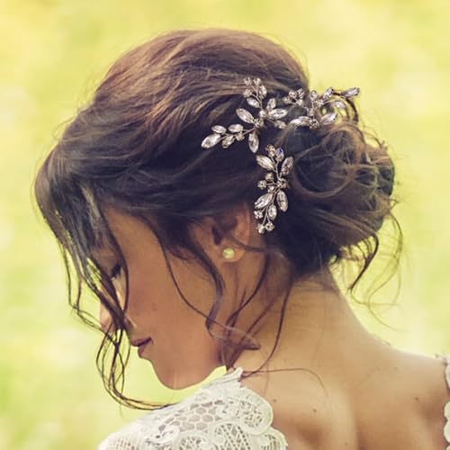 Waydress 6 Pcs Bridal Hair Clips - Crystal Rhinestone Floral Pins