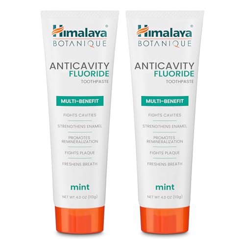 Himalaya Botanique Anticavity Fluoride Toothpaste, Mint, 4 oz (2 Pack)