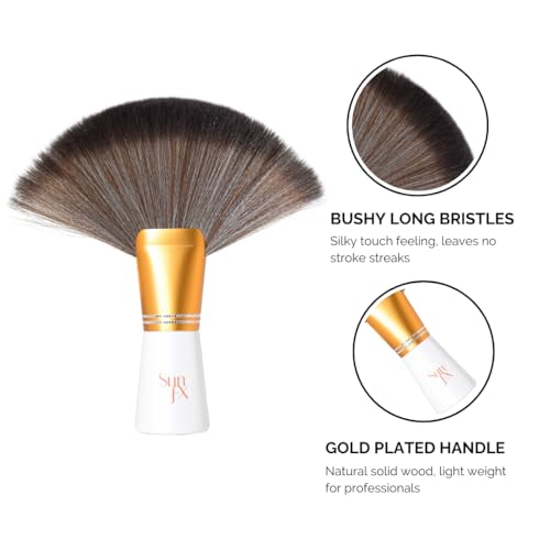 SunFX White Finishing Powder Brush | Large Fan Brush for Spray Tan