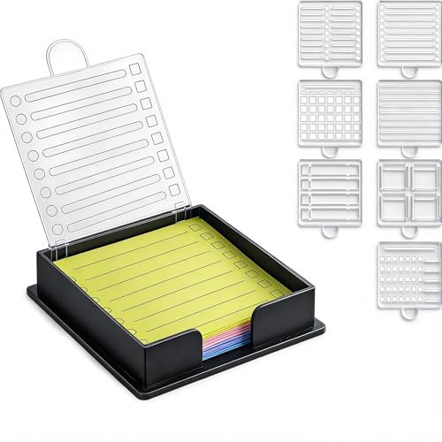 Besarme 3x3 Sticky Note Holder with 7 Stencils for Organized Notes