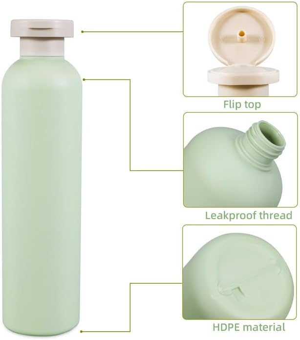 Refillable 8.8oz Squeeze Bottles - Plastic Travel Containers for Creams, Lotions & Shampoo | 2-Pack