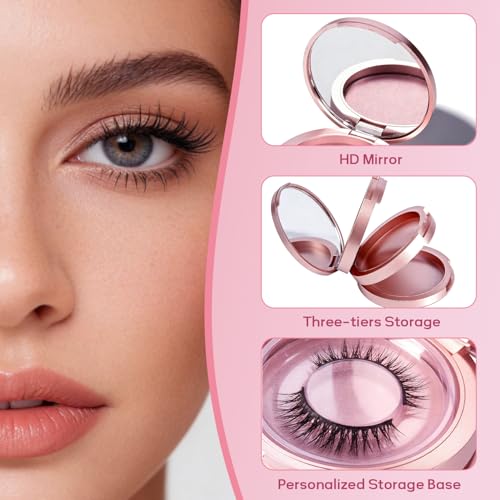 Travel Eyelash Organizer Case with Mirror - 3 Layer Holder