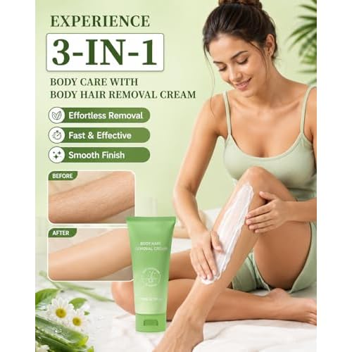 Hair Removal Cream for Women, 6.76 Fl Oz Gentle Depilatory Cream for Legs, Arms, Underarms, Bikini Line, Fast Body Hair Remover with Smooth Skin Finish, Sensitive Skin Care
