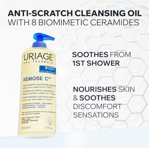 Uriage Xémose Anti-Scratch Shower Oil for Dry to Very Dry Skin, Face & Body