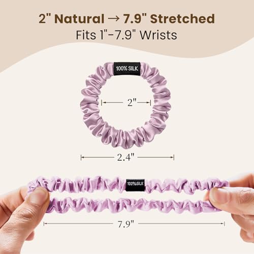 THXSILK 100% Mulberry Silk Scrunchies 3-Pack - No Damage Hair Ties