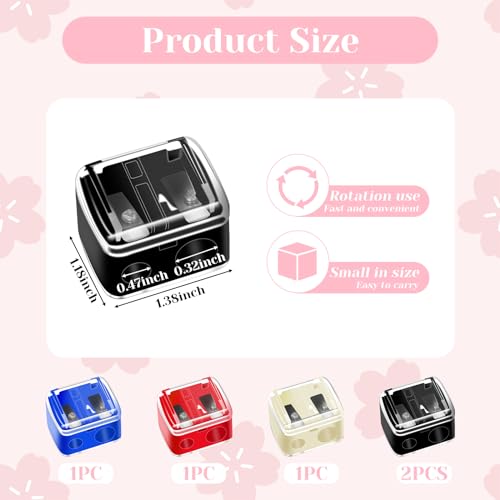 5-Pack Dual Hole Makeup Pencil Sharpeners - Compact & Colorful