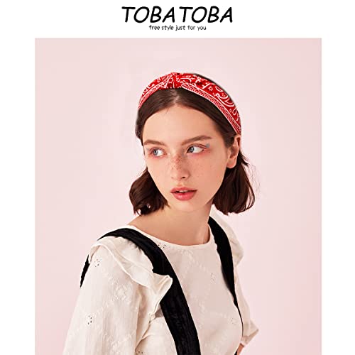 TOBATOBA Knotted Paisley Headbands - 10Pcs Color 3 Hair Bands