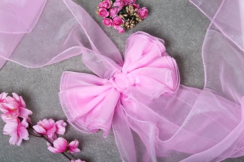 MDS Organza Chair Sashes - Pack of 10 Pink Bows for Weddings & Events