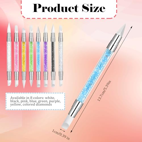 Oruola 8pcs Silicone Nail Art Tools Set - Dual Tipped Nail Brushes for Design & Shaping