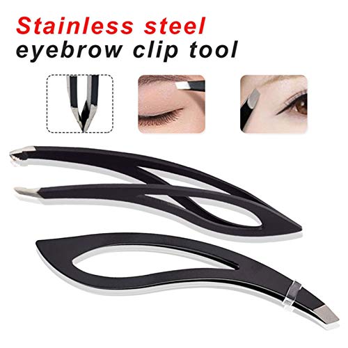 SZWENFA Stainless Steel Slant Tweezers for Eyebrow & Eyelash Hair Removal