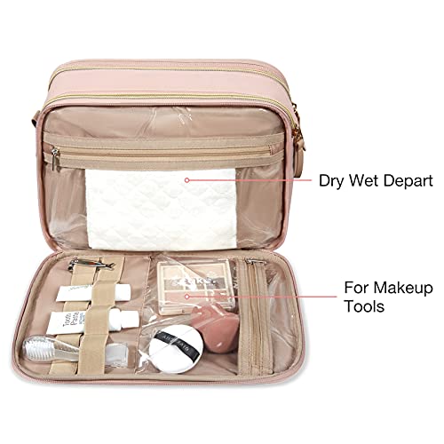 BAGSMART Medium Pink Toiletry Bag for Women - Water-resistant