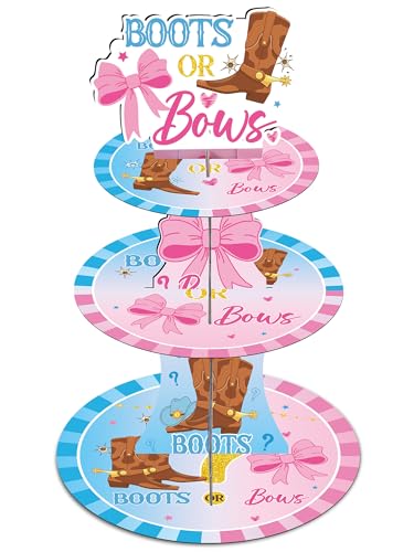 Boots or Bows Gender Reveal Cupcake Stand - 3 Tier Party Decor