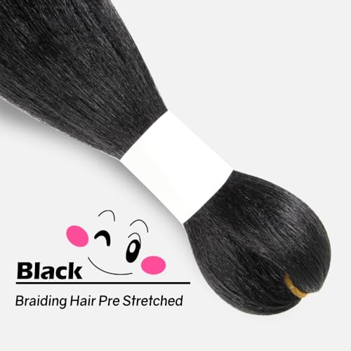 WUDAS Pre Stretched Yaki Braiding Hair 10 Inch Natural Black Pack of 7