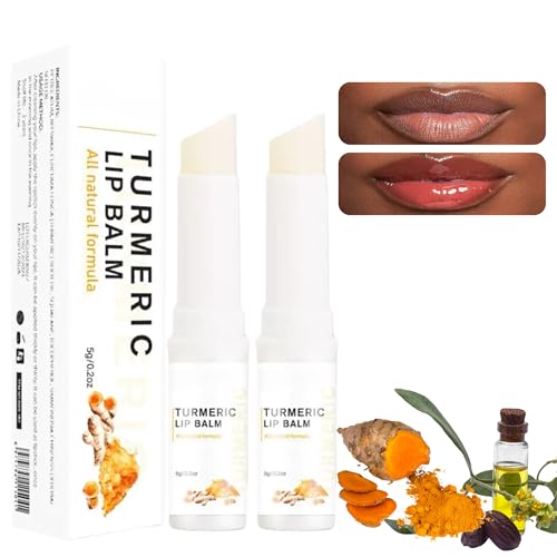 Turmeric Lip Scrub for Dark Lips & Moisturization - 2PCS Natural Exfoliant & Balm