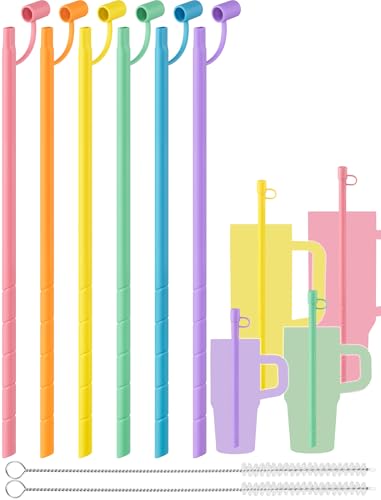 NiHome 6PCS Reusable Silicone Anti-Wrinkle Straws for Stanley Tumblers
