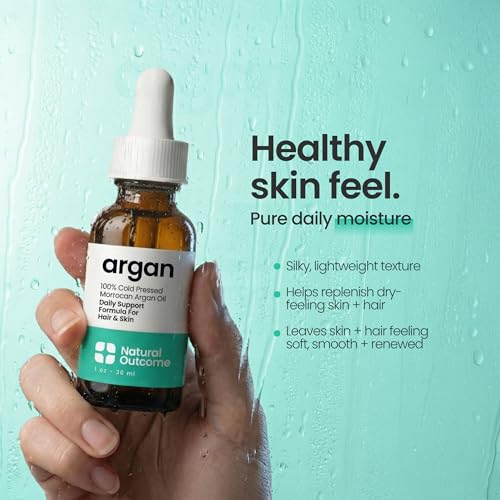 Natural Outcome 100% Pure Moroccan Argan Oil for Face, Body, and Hair, 1 oz