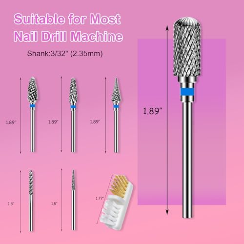 LUCKPABA 8PCS Carbide Nail Drill Bits Set for Nail Art & Salon Use - Professional Manicure & Pedicure Tool Kit