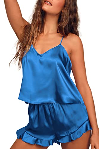 Ekouaer Satin Pajama Set for Women Silk Sleepwear Camisole & Shorts