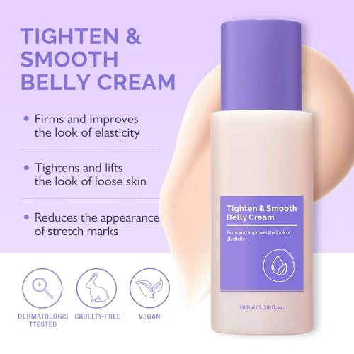 Tighten & Smooth Belly Cream - Tighten and Lift Neck Cream, Advanced Firming Lotion for Arms, Butt & Thighs | Visibly Lift Loose Skin, Improve Elasticity & Tone