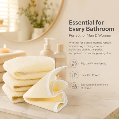 MAQIHAN Exfoliating Washcloth - 4 Pack Dual-Sided Body & Face Towel