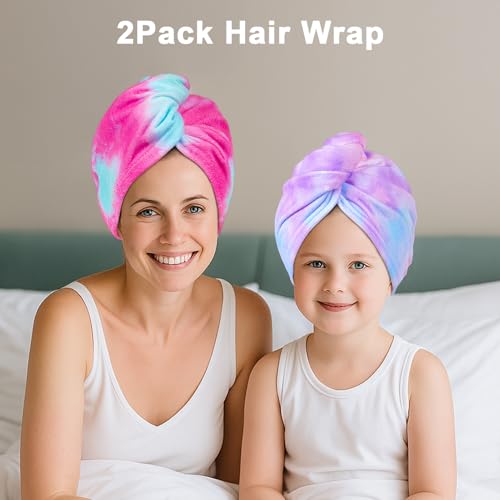 Kids Microfiber Hair Towel Wrap - Quick Dry Turban Set for Girls