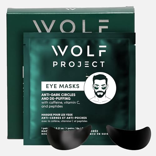 Wolf Project Under Eye Patches for Dark Circles & Puffiness – 1 Pack of 5 Pairs, Cooling Caffeine Hydrogel Eye Masks for Men & Women