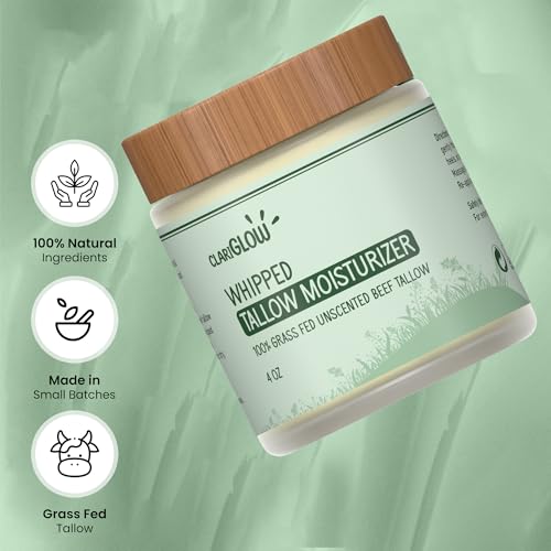Unscented Beef Tallow Face Cream - 4 oz Whipped Moisturizer with Honey & Jojoba Oil