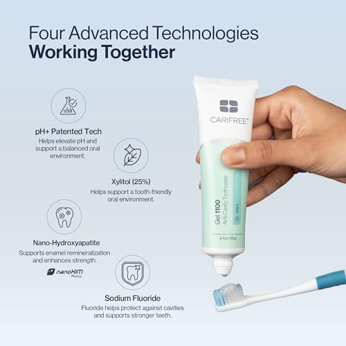 CariFree Gel 1100 Mint Fluoride Toothpaste with Nano Hydroxyapatite 2.4 oz - Cavity Prevention & Enamel Protection