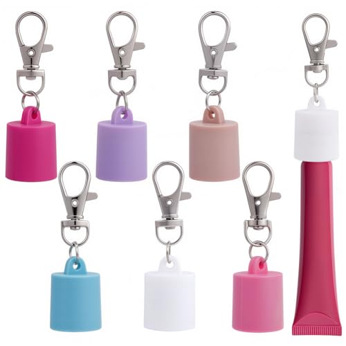 CRASPIRE Lip Balm Keychain with Silicone Cap - Portable Lip Gloss Holder for Women