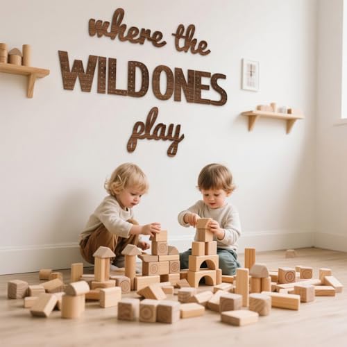 Where the Wild Ones Play Wooden Wall Decor for Kids Room