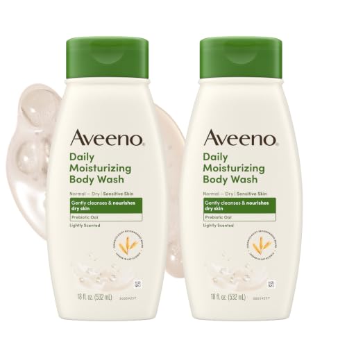Aveeno Daily Moisturizing Body Wash 18 fl oz (2-Pack) - Prebiotic Oat for Dry Skin
