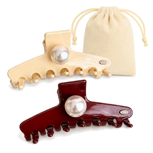 Babeorn 4.33-Inch Large Acetate Hair Claw Clip with Pearl Accent