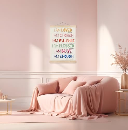 Motivational Bible Verse Canvas Wall Art for Girls - 12x16 Inch