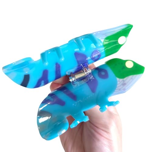 Cyan Chameleon Hair Claw Clip - Cute Novelty Acetate Hair Accessory