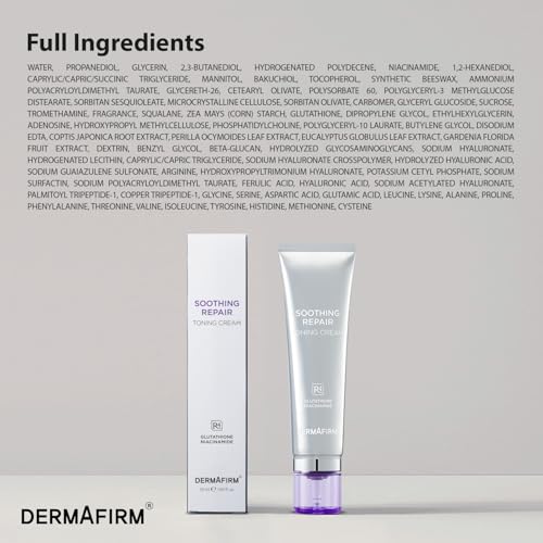 Dermafirm Soothing Repair Toning Cream - Vegan Face Moisturizer with Niacinamide & Bakuchiol (1.69 fl oz)