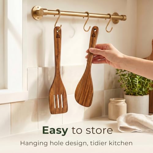Acacia Wood Spatula Set - 2-Piece Kitchen Utensils for Nonstick Pans
