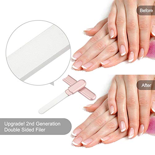 MiDenso Premium Double-Sided Glass Nail File with Case - Rose Gold